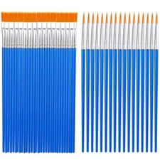50Pcs Small Paint Brushes Bulk, Round-Pointed Tip Flat Paintbrushes with Nylon 