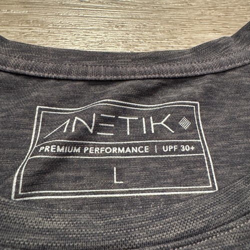 Anetik Shirt Mens Large Gray Long Sleeve Tech UV UPF 30+ Fish Hike Logo Adult - Picture 4 of 8