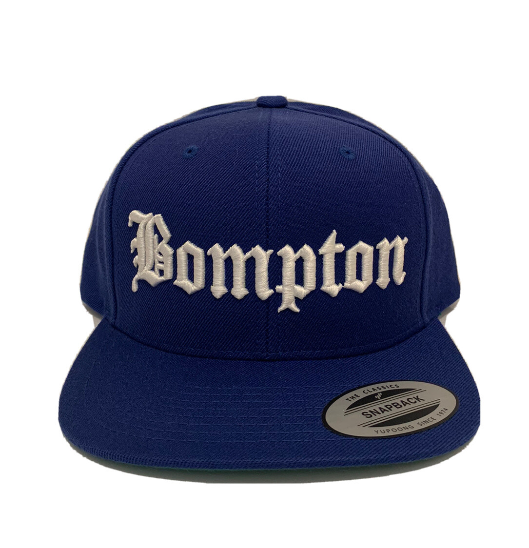 Bompton Classic Snapback Cap Hat 3D Embroidery Yupoong Adjustable Royal Blue