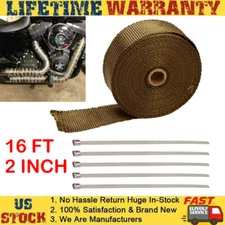 Titanium Exhaust Pipe Insulation Thermal Heat Wrap 2"x16' Motorcycle Header New