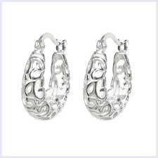 Sterling Silver Filigree Flower Ring Hoop Huggie Earring Earwire