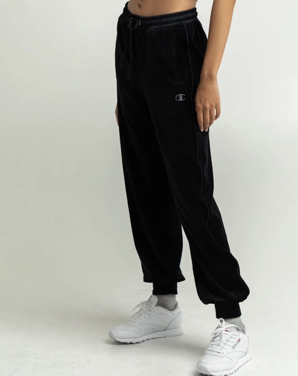 Champion Women s Size Large Black Velour Velvet Pull On Joggers