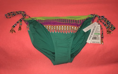 NWT Sz 8 Trina Turk PLUMAS Emerald SET Triangle Top & Side -Tie Bottom - Picture 2 of 12