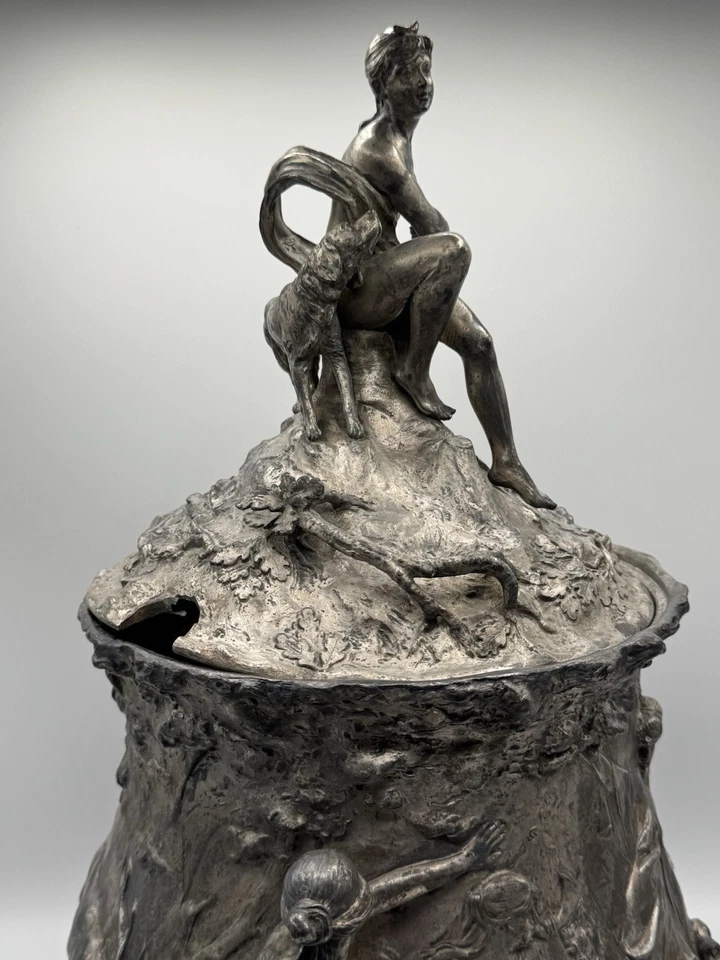 Antique Jugendstil W.M.F. Silverplated Punchbowl Tureen Hunt Scene AS IS‼️ - Image 4 of 4