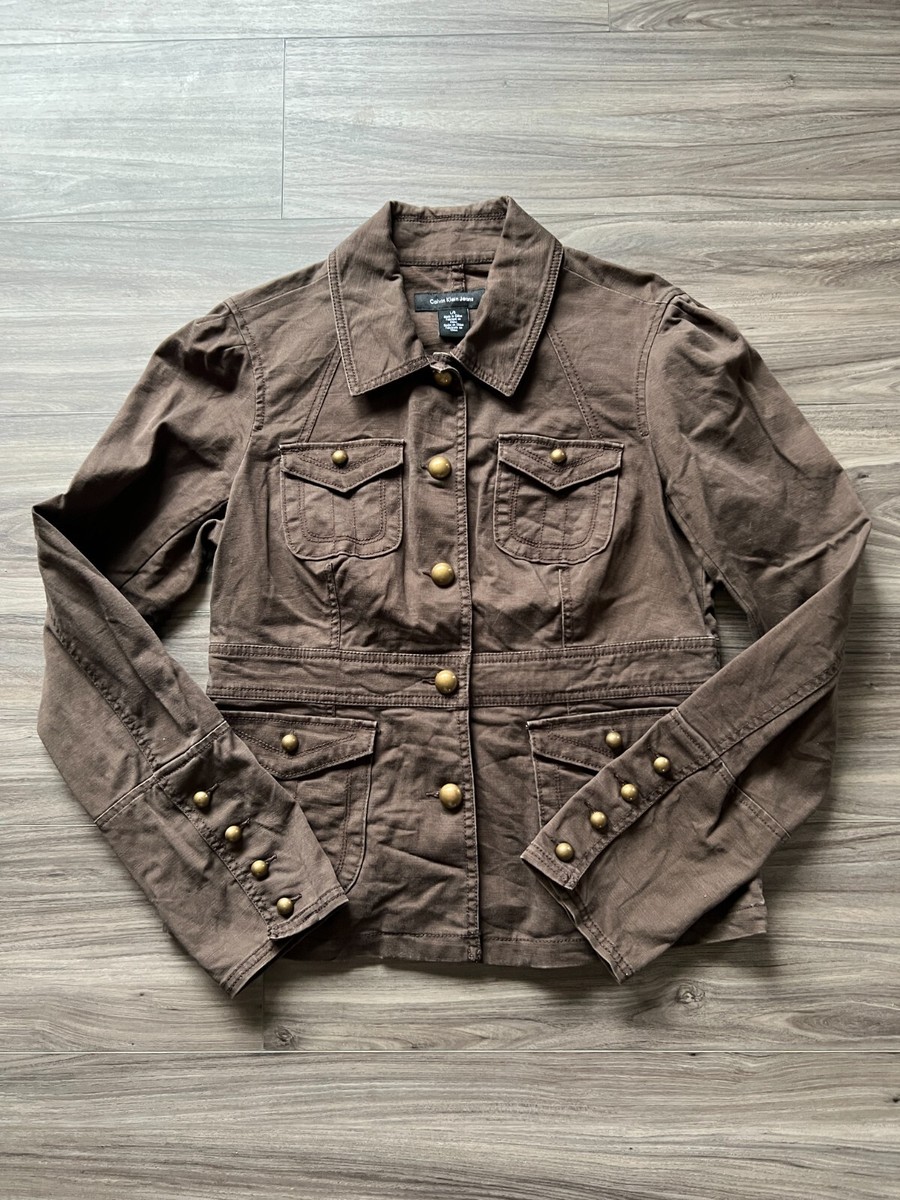 Womens Calvin Klein Jeans Jacket Brown Size Large