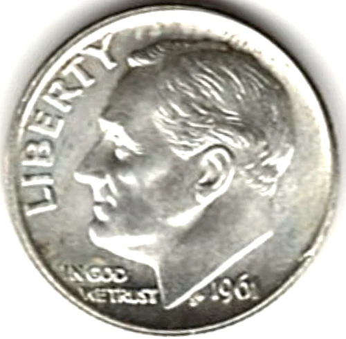 1961 ROOSEVELT DIME in BRILLIANT UNCIRCULATED CONDITION stk R 661