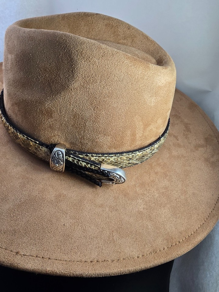 Rattlesnake skin hat band band Western cowboy cowgirl Silver belt tip ...