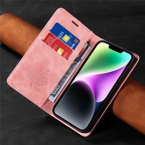 For iPhone 16e 15 14 13 12 11 Pro Max 8+ SE Case Wallet Leather RFID Flip Cover - Picture 42 of 66