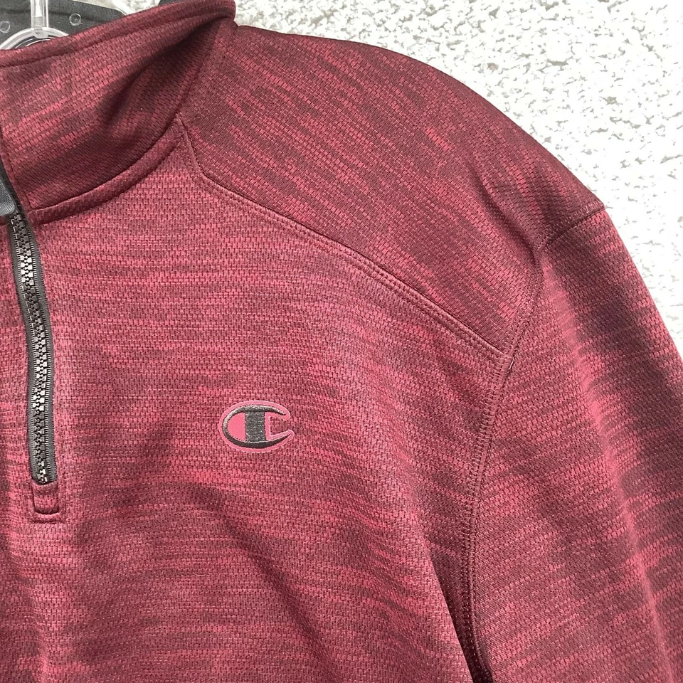 Champion 1/4 Cremallera Polar Pullover Para Hombre L Borgoña Rojo Rendimiento Sudadera Foto 4 de 4