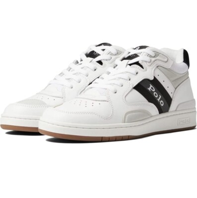 Ralph Lauren Polo Court Pro Mid Sneakers Men's 7 Black White Gray Shoes