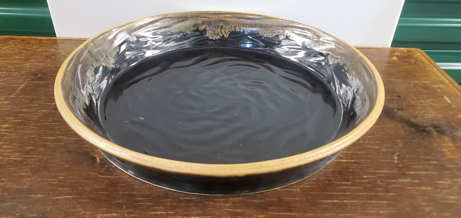 Alan Ditton Pottery Bowl 15 1/2 Inch Black With Tan Rim Tania, bezpłatna wysyłka