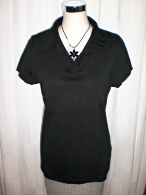 Poloshirt Shirt Bluse Kurzarm Schwarz Business 38 40 42 44 M L XL