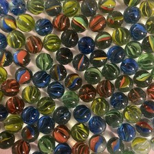Cat Eye Glass Marbles Lot 120 Mostly 5/8 Swirls Estate Find VTG