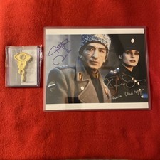 James Bond Dbl Signed Photo + Goldeneye Prop Key & Card