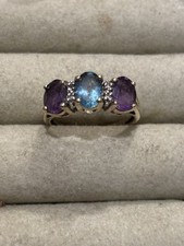 Amethyst and blue topaz ring