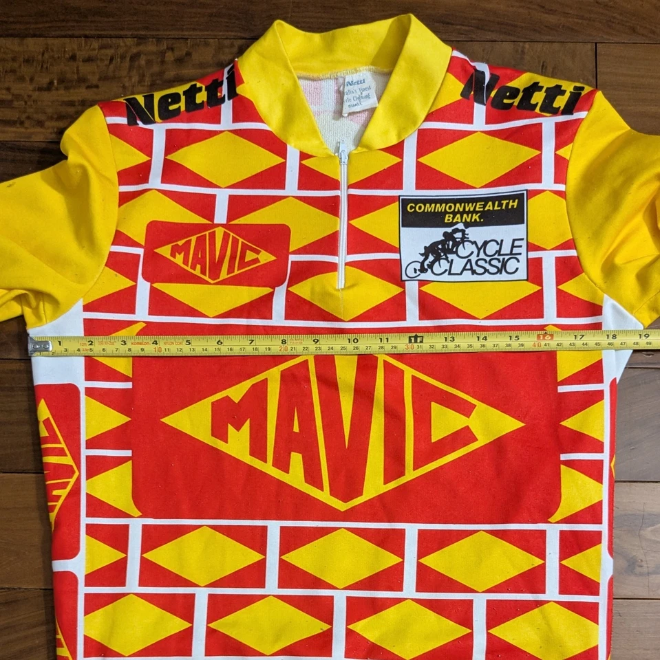Mavic Vintage MA2 MA40 Long Sleeve Cycling Jersey Men's Small Red Yellow - Image 4 of 4