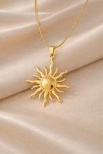 Collier Soleil Femme Doré Acier Inoxydable 316L Pendentif Soleil Bijoux