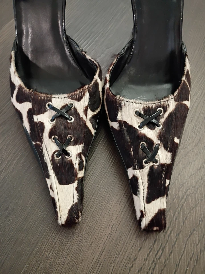 Luichiny Women's Cowhide Point Toe Heels Show Sz 10 Fur Pump Y2K Brazil - Image 3 of 4