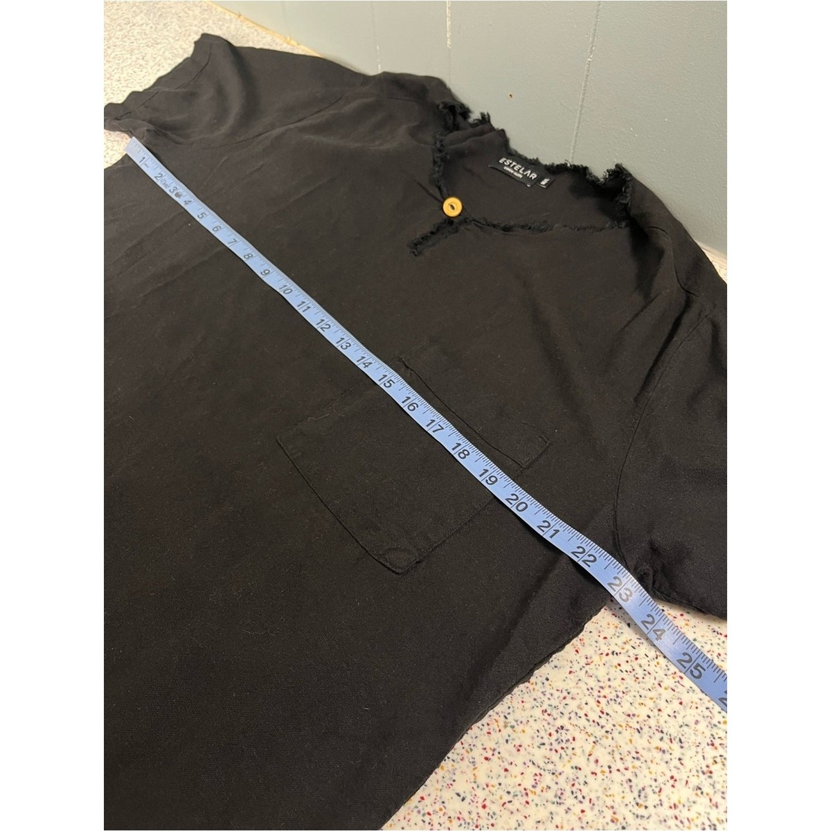 Estelar Caribe Men’s Linen T-Shirt Black Relaxed Fit Casual Size M/L Beachy Boho View 4