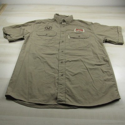 Tag Shirt Mens Large Brown Button Down Hunting Safari Photographer Outdoor