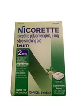 Nicorette Gum Spearmint Burst - 2MG -100 Pieces-Stop Smoking Aid exp 07/27