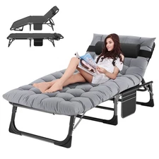 ABORON Chaise Lounge Chair,5 Positions Padded Outdoor Tanning Chair,Heavy Dut...