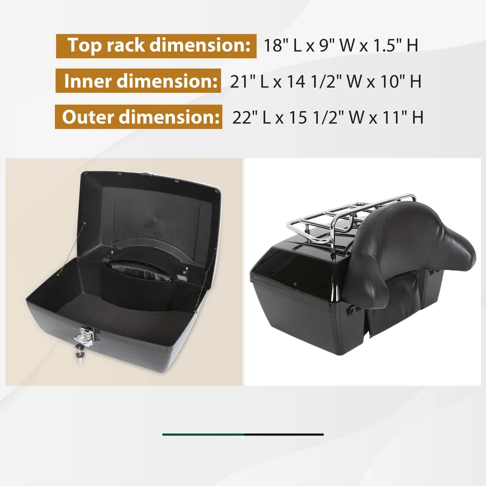 Universal Motorcycle Tail Box Trunk Top Rack For Honda Harley Kawasaki Cruiser Foto 4 de 4