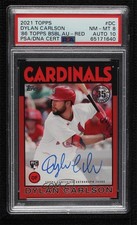 2021 Topps 1986 Baseball Red 2/25 Dylan Carlson #86A-DC PSA 8 Auto 0sf1