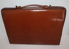 Brown Leather Briefcase Suede Lined Dual Combination Lock