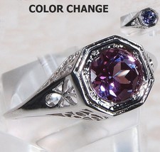 1CT Alexandrite 925 Solid Sterling Silver Filigree Style Ring Sz 6,7,8 US1