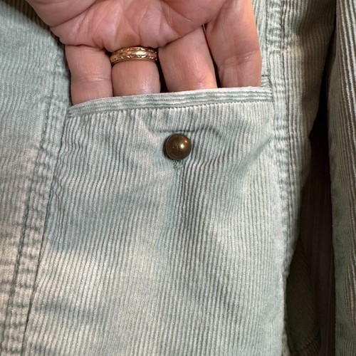Vintage GAP Y2K Corduroy Jacket Womens Light Green Military Brass Buttons Size 8 - Picture 7 of 15