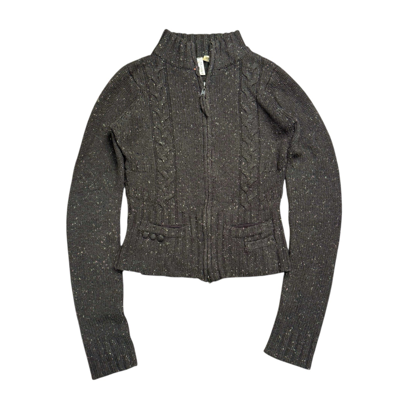 Vintage Cute Y2K Billabong Wool Chunky Cable Knit Zip Up Sweater