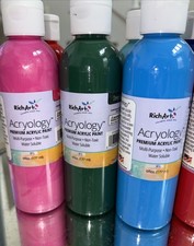 RichArt Acryology Acrylic Premium Acrylic Paint Large Lot 10 Colors New