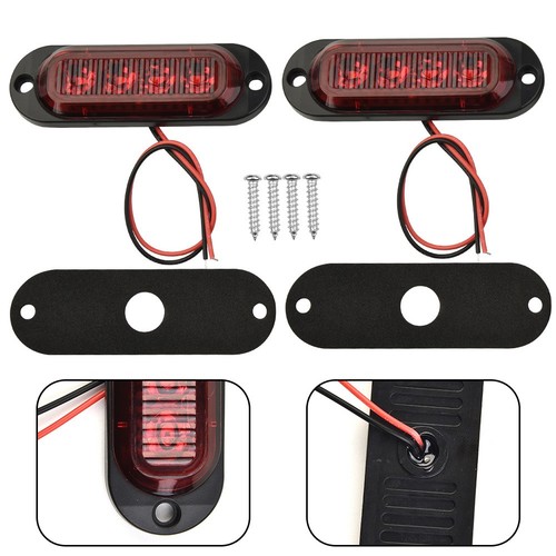 2X Red 4LED Side Clearance Marker Light RV Truck Trailer Indicator Lamp 12V 24V - Picture 4 of 12