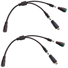 DC Power Splitter Set, 2.1 x 5.5mm Female to Dual Adapter, USB-Power Connecto...