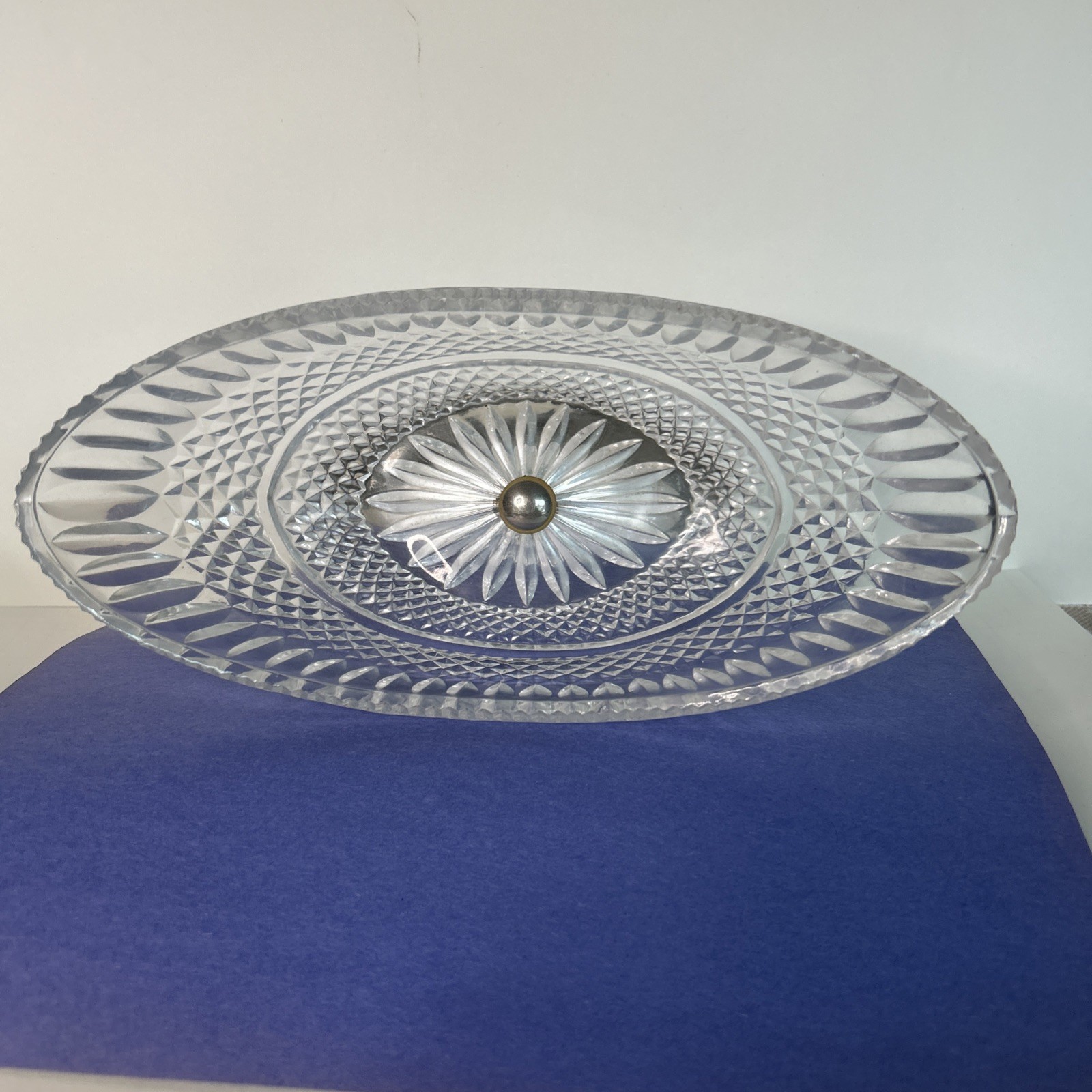 Vintage West Germany Crystal Pedestal Compote with Silver Plated Base -00