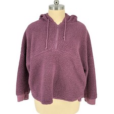 PINK Victoria's Secret Hoodie Purple Sherpa Fleece Quarter Zip XXL