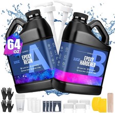 Epoxy Resin 64OZ - Crystal Clear Epoxy Resin Kit - No Yellowing No Bubble Art...