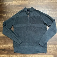 Smartwool Ripple Ridge Teal Blue Mens 1/4 Zip Merino Wool Pullover Size xL *READ