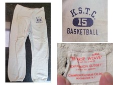 Vtg 50/60s Champion Reverse Weave, Exp. Gusset K.S.T.C. Basketball Sweatpants