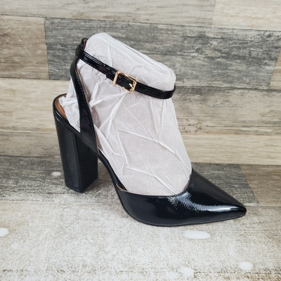 #ad Jessica Simpson Nazela Womens Heel Pumps Sz 5 M Black Buckle Ankle Strap $29.24