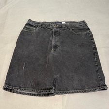 VTG Y2K 90s Men Black Denim Short 36 Relax Baggy Wide Leg Skate Emo Jort-7160