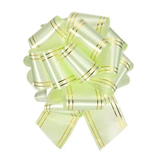 5pcs 4" Large Pull Bow Metallic Light Green Gift Wrapping Bows with Gold Edge