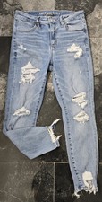 American Eagle Next Level Stretch Hi-Rise Distressed Light Wash Jegging US 8...