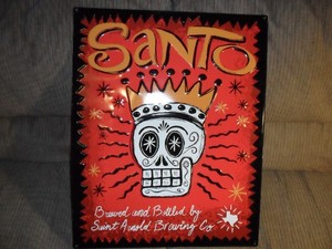 SANTO SAINT ARNOLD BREWING CO METAL EMBOSSED SKULL SIGN  16'' X 20"