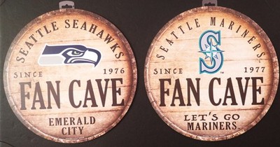 TWO (2) SEATTLE MANCAVE CLASSIC HARD WOOD SIGNS FROM WINCRAFT