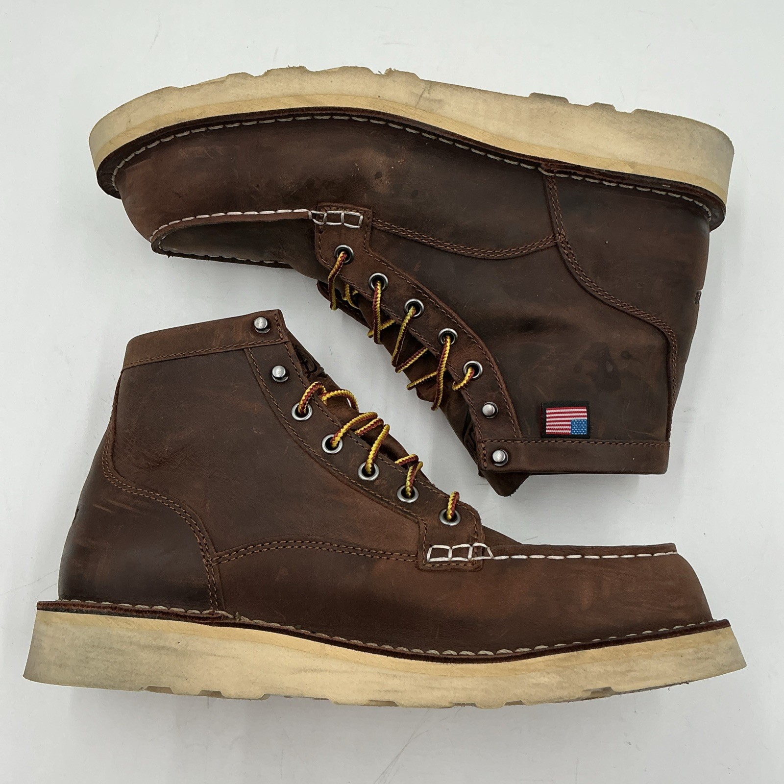 's Bull Run Moc Toe 6" Work Boots Outdoor Brown Size 9.5 D