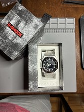 New Casio G-SHOCK Mod GA-2100 Analog/Digital SS Silver 200m 45mm Black Dial Box