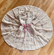 Vtg 1940s Girls Sz 6 Semi Sheer Circle Party Ruffle Dress Pale Pink Trim