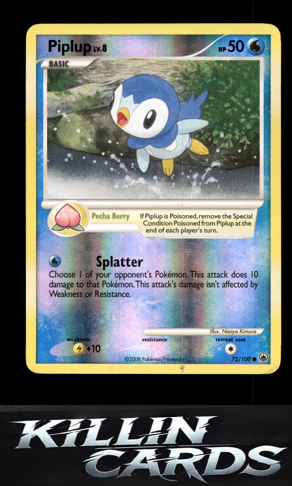 Reverse Holofoil Piplup (72) 72/100 Pokemon Common Majestic Dawn Card LP